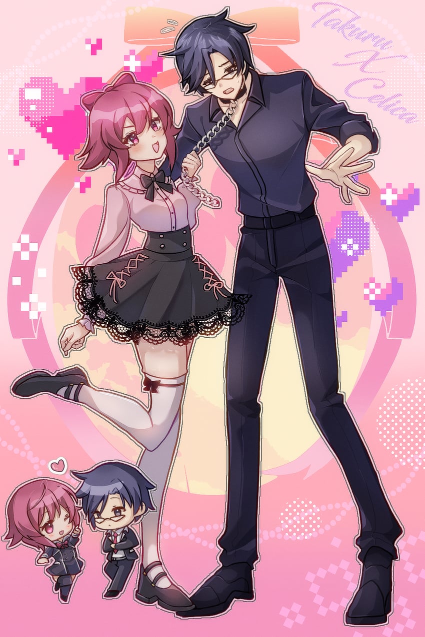 onoe serika and miyashiro takuru (chaos;child) drawn by zer00han