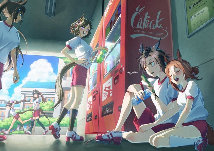 tokai teio, symboli rudolf, fine motion, air shakur, symboli kris s, and 1 more (umamusume) drawn by tamayume