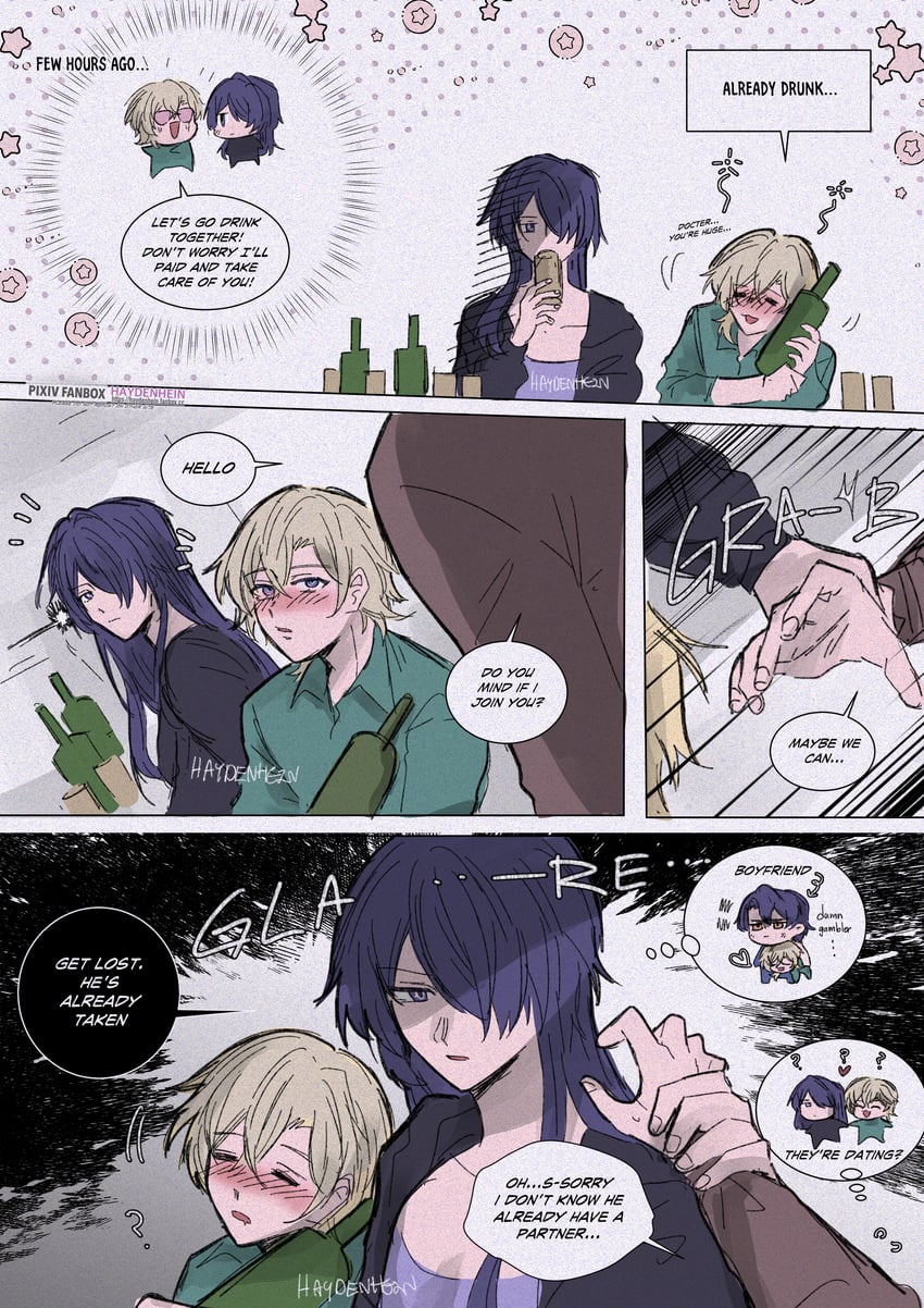 acheron, aventurine, and dr. ratio (honkai and 1 more) drawn by haydenhein