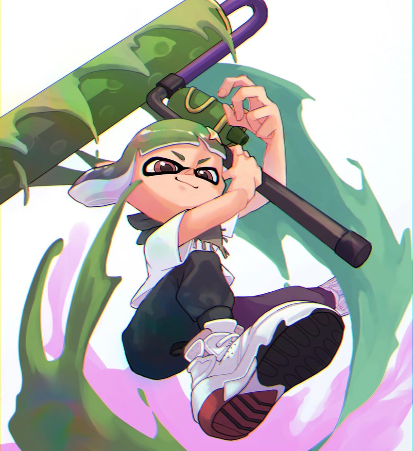inkling player character and inkling girl (splatoon and 1 more) drawn by nastar_r0