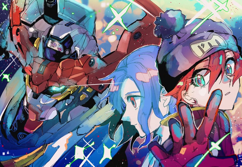 amate yuzuriha, shuji ito, and gquuuuuux (gundam and 1 more) drawn by kare_(0621utak)