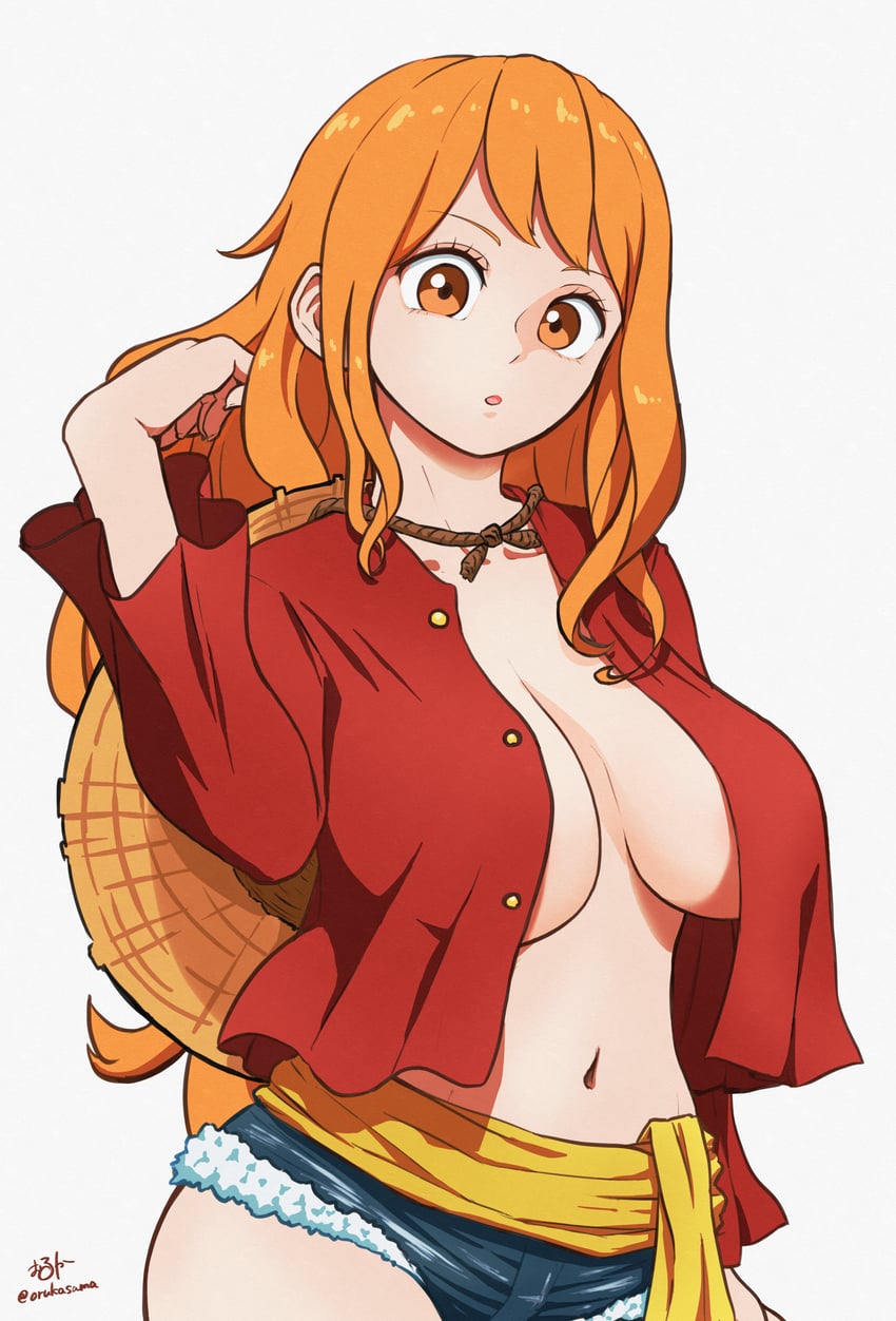 nami and monkey d. luffy (one piece) drawn by wolkat