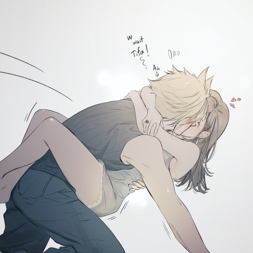 tifa lockhart and cloud strife (final fantasy and 1 more) drawn by maiii_(smaii_i)