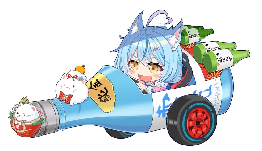 yukihana lamy, daifuku, and yukimin (hololive) drawn by aksk_(kuma_akasaka)