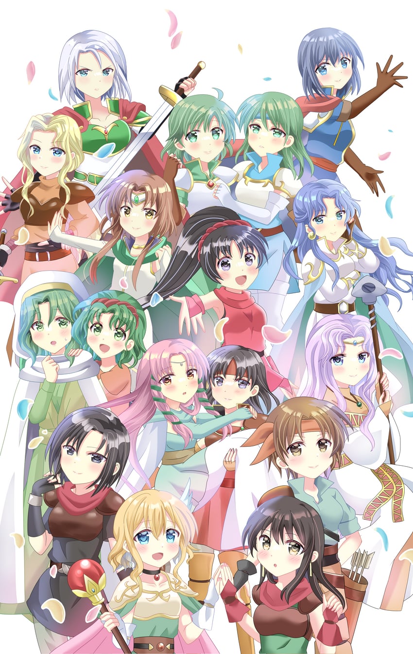 nanna, sara, olwen, mareeta, lara, and 12 more (fire emblem and 1 more) drawn by potato0805