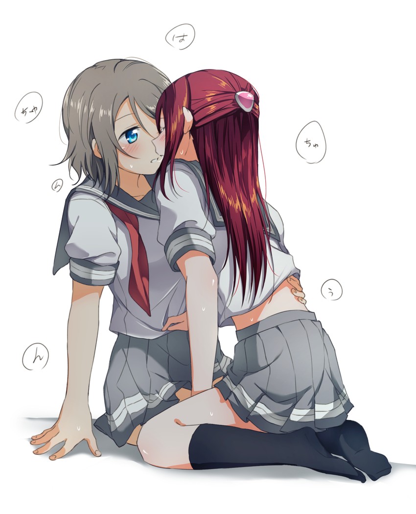 watanabe you and sakurauchi riko (love live! and 1 more) drawn by yuchi_(salmon-1000)