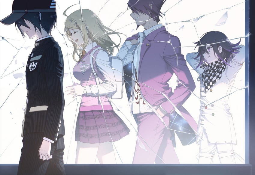 oma kokichi, saihara shuichi, akamatsu kaede, and momota kaito (danganronpa and 1 more) drawn by a1285166690