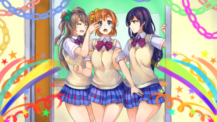sonoda umi, minami kotori, and kosaka honoka (love live! and 1 more) drawn by wawawa_(hisuterisisusa)