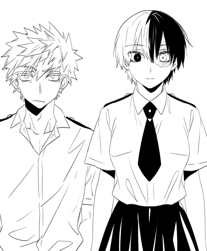 bakugou katsuki and todoroki shoto (boku no hero academia) drawn by ikuhashi_muiko