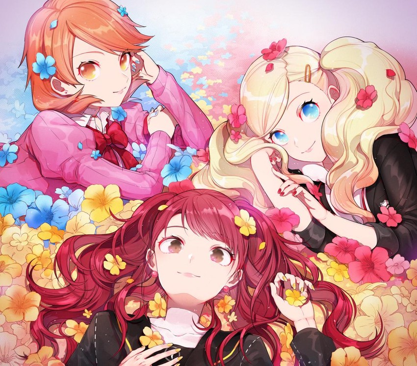 kujikawa rise, takamaki anne, and takeba yukari (persona and 3 more) drawn by huan_li