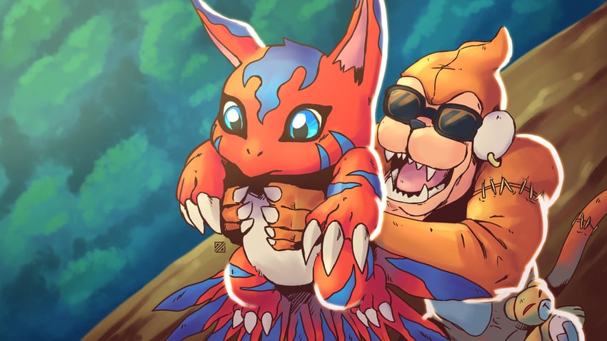 monzaemon, etemon, and elecmon (digimon and 1 more) drawn by addriano_divino