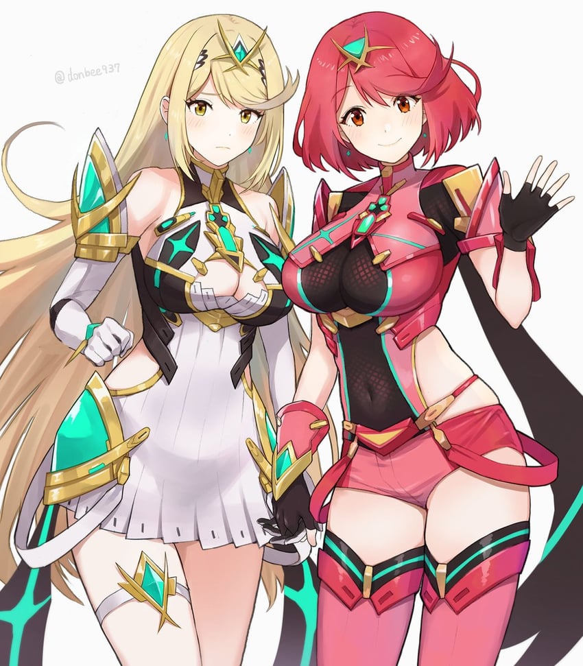 pyra and mythra (xenoblade chronicles and 1 more) drawn by donbee937