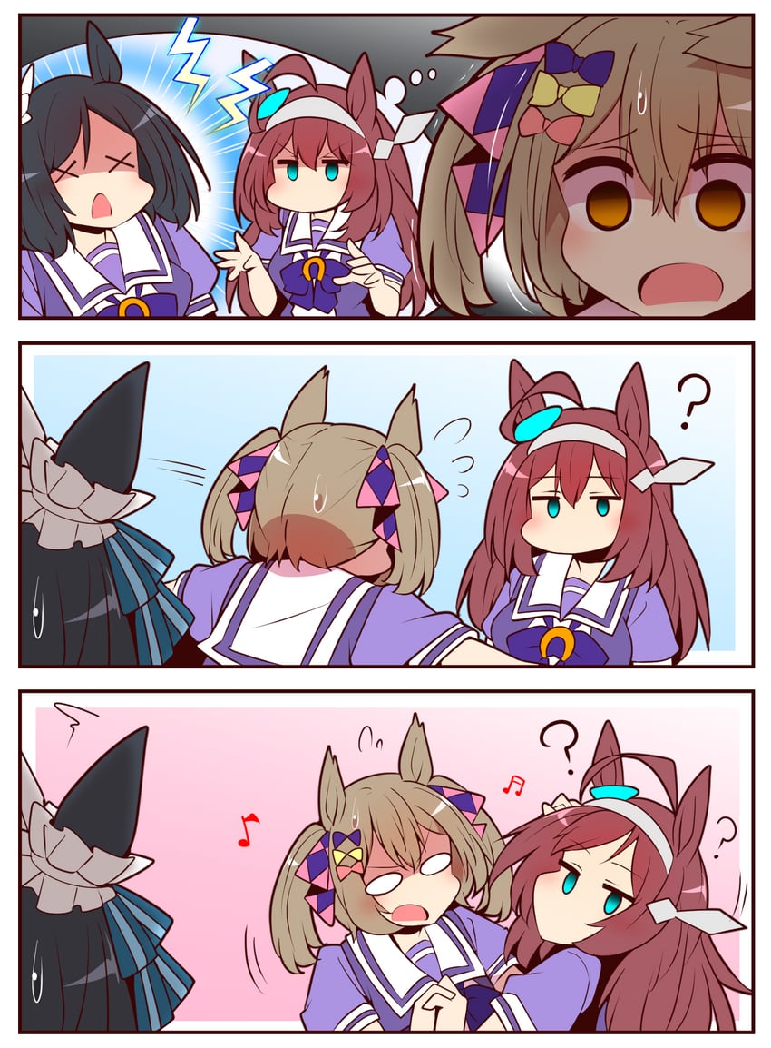 mihono bourbon, eishin flash, and smart falcon (umamusume) drawn by yonedatomo_mizu