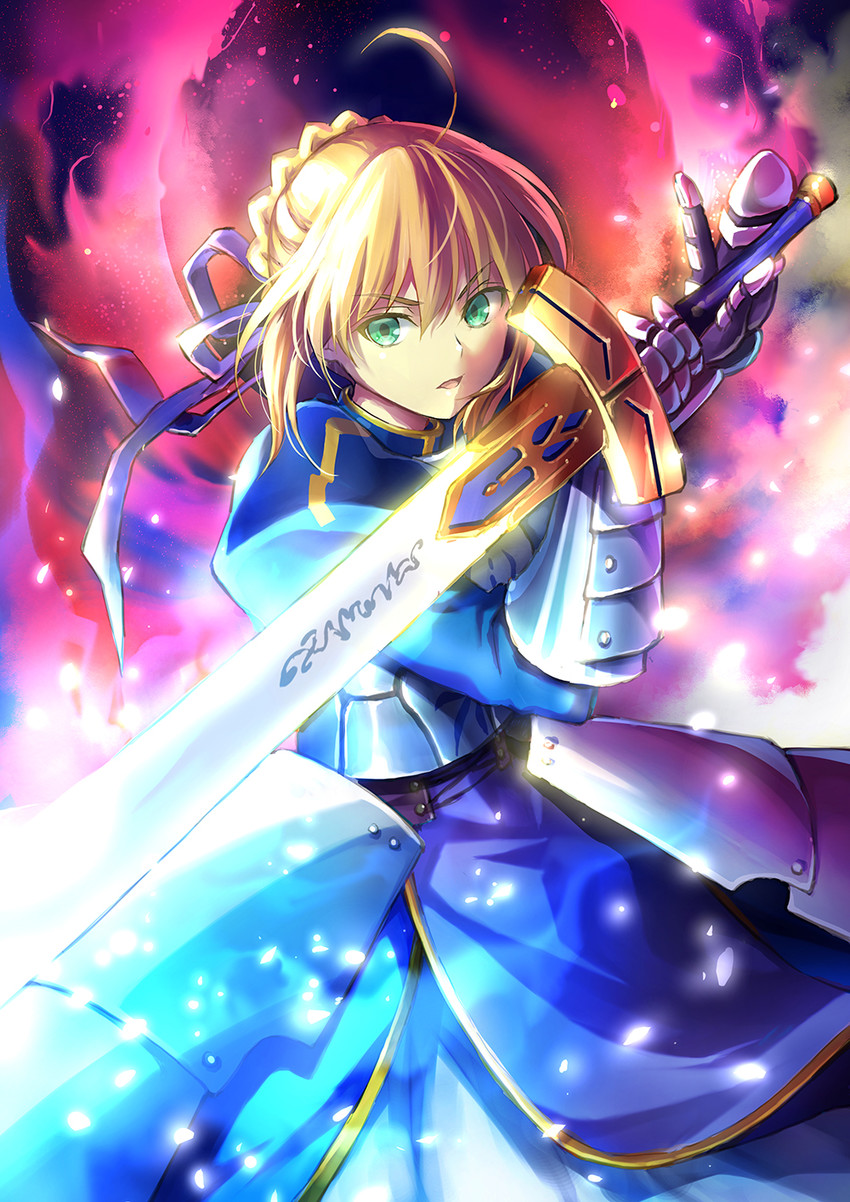 artoria pendragon and saber (fate and 2 more) drawn by suishougensou