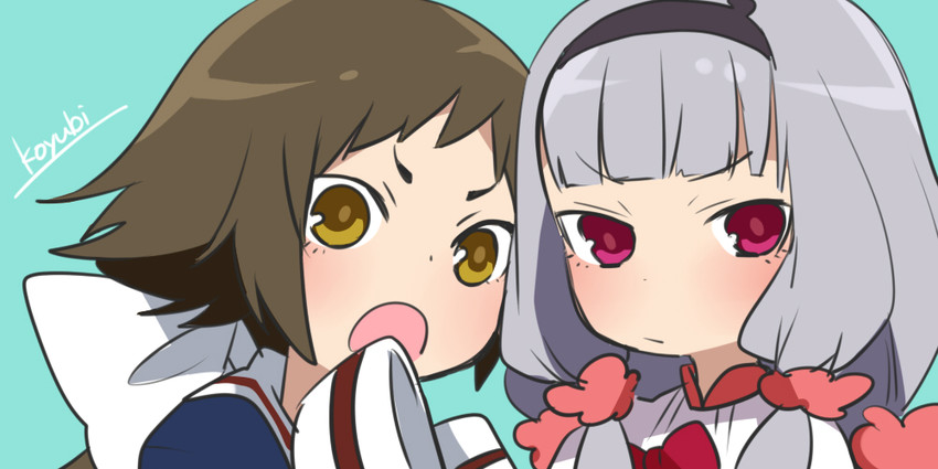 hoshimiya kate and mitsumine mashiro (sekai seifuku: bouryaku no zvezda and 1 more) drawn by koyubi_right