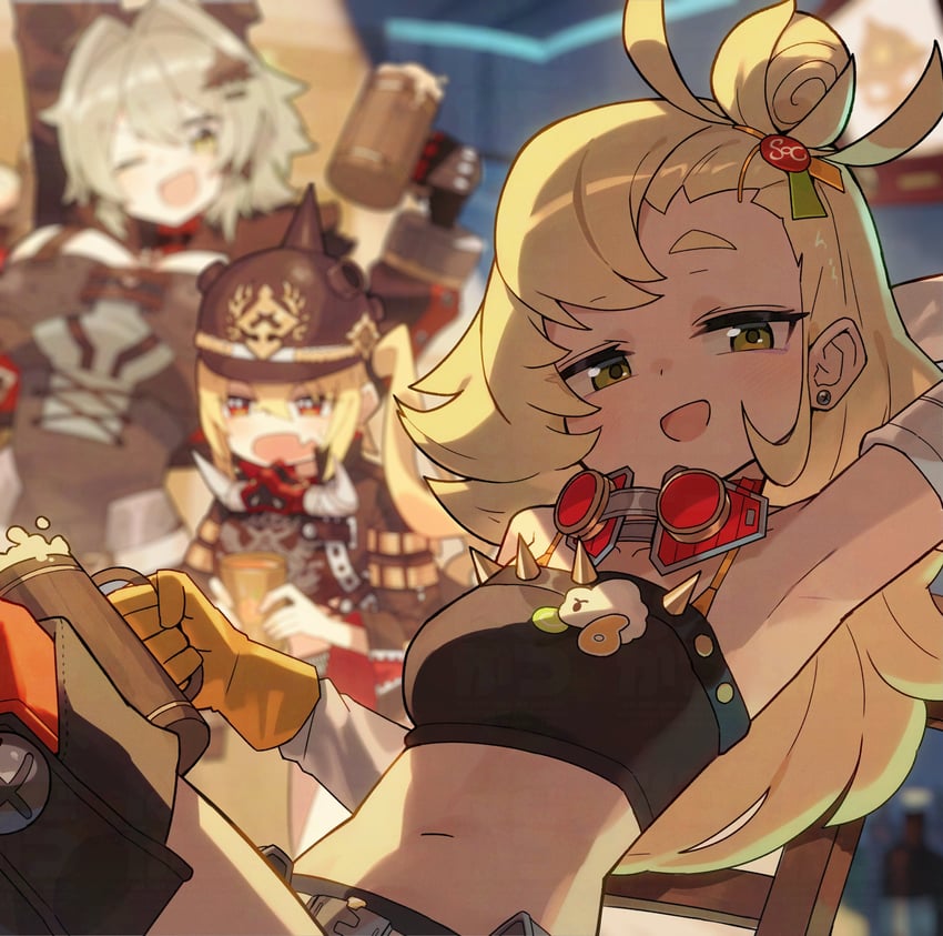 luciana de montefio, caesar king, and piper wheel (zenless zone zero) drawn by katsu_(katsupainter)