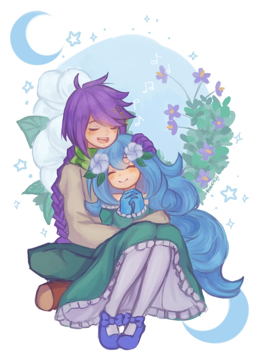 moonflower and nightshade (plants vs. zombies and 1 more) drawn by roshimii