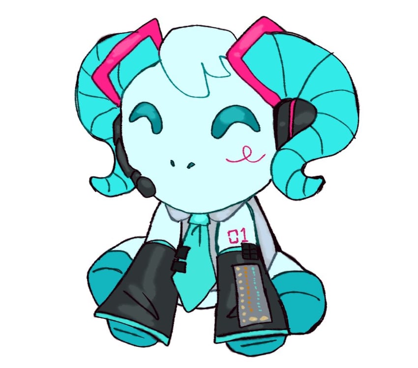 hatsune miku and rammie (vocaloid and 2 more) drawn by muffdash