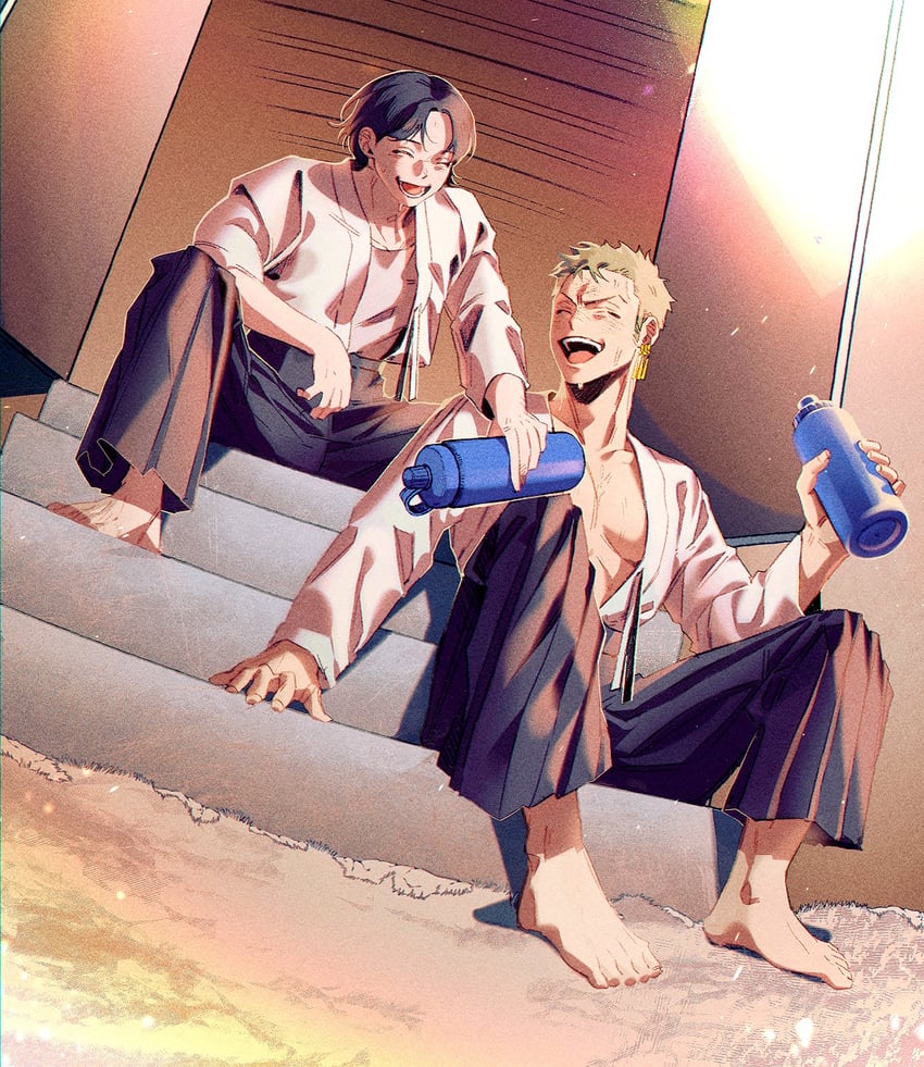 roronoa zoro and shimotsuki kuina (one piece) drawn by solla385