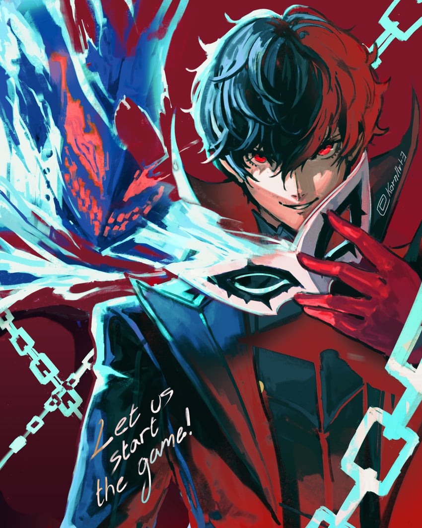 amamiya ren, joker, and arsene (persona and 1 more) drawn by kornart