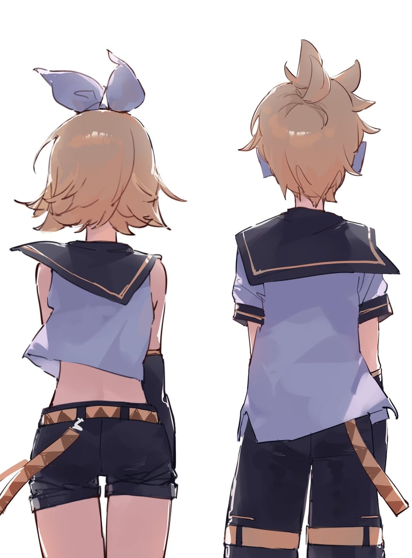 kagamine rin and kagamine len (vocaloid) drawn by rakugaki_ningen