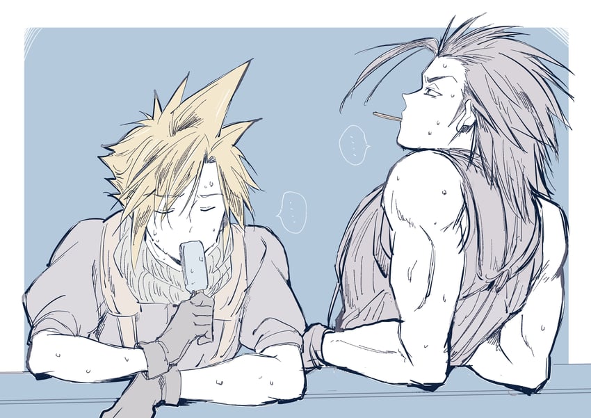 cloud strife and zack fair (final fantasy and 2 more) drawn by oishiioniku1129