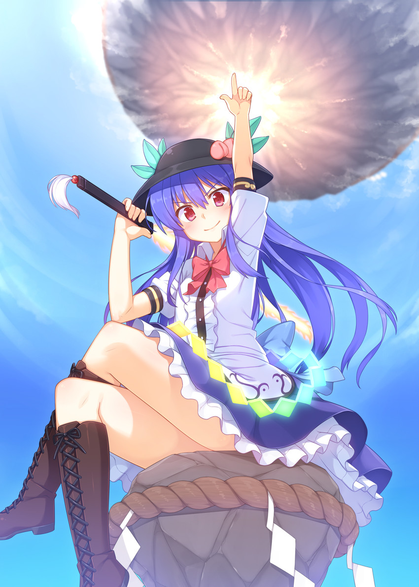hinanawi tenshi (touhou and 1 more) drawn by racer_(magnet)