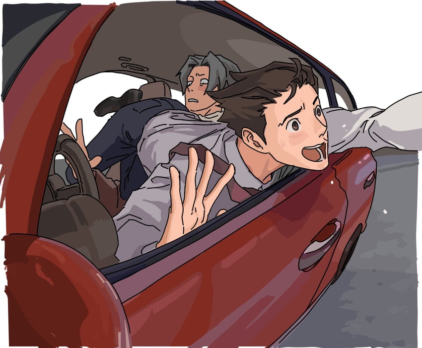phoenix wright and miles edgeworth (ace attorney) drawn by jibog1043588
