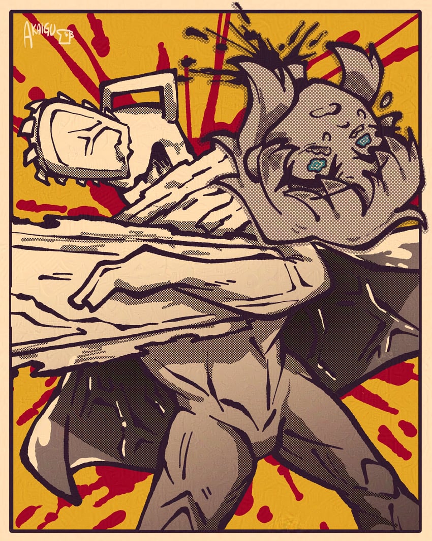 famine devil and fake chainsaw man (chainsaw man) drawn by akaiguarts