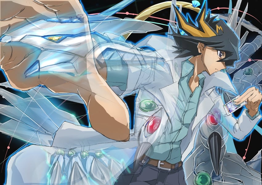 fudo yusei and shooting majestic star dragon (yu-gi-oh! and 1 more) drawn by noppe