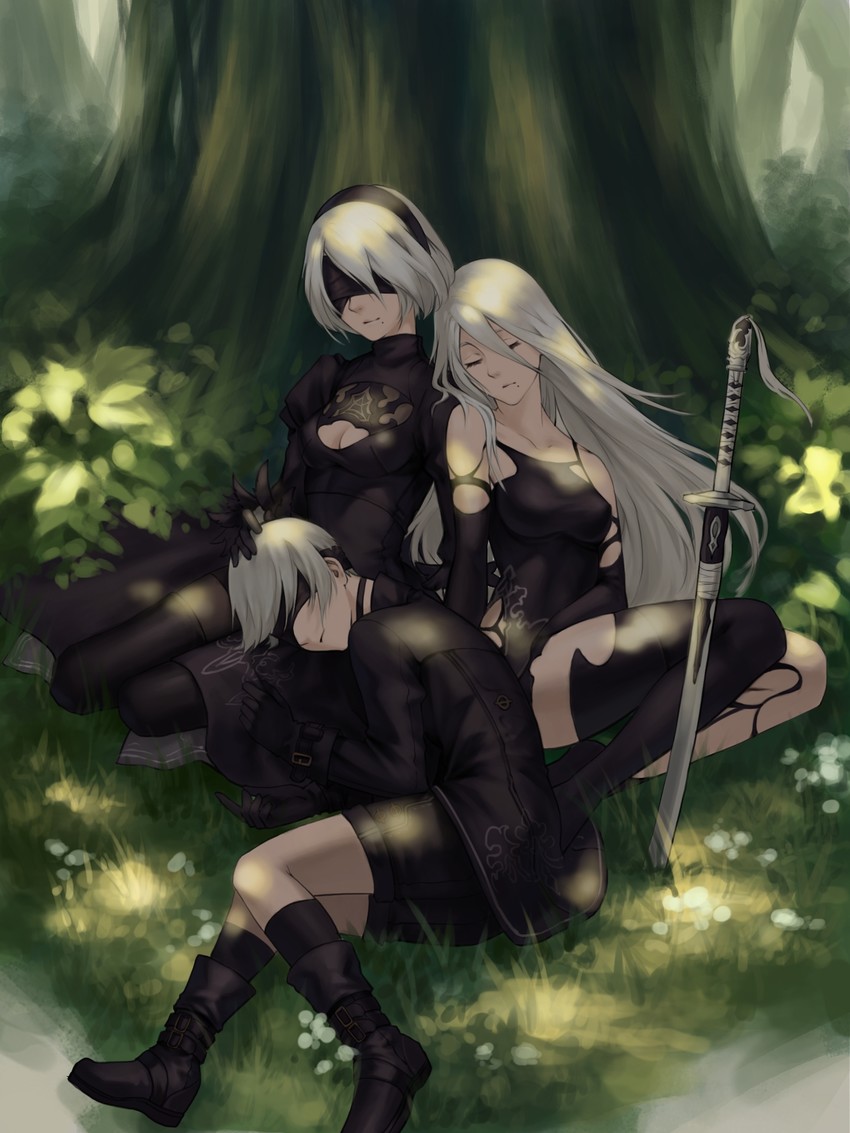 2b, 9s, and a2 (nier and 1 more) drawn by yu_xiang_qiezi