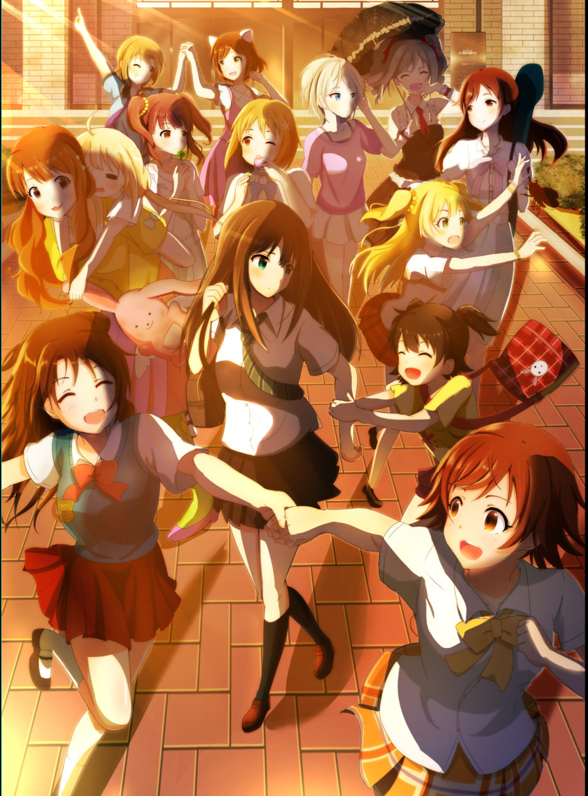 shibuya rin, shimamura uzuki, kanzaki ranko, futaba anzu, nitta minami, and 9 more (idolmaster and 1 more) drawn by tarako_(tarakoman626)
