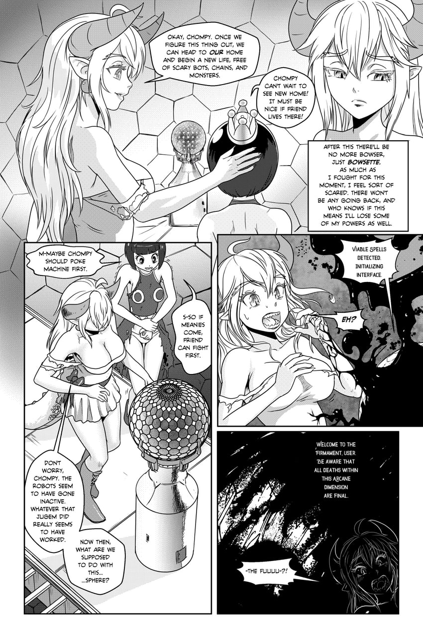 bowsette and princess chain chomp (mario and 1 more) drawn by tony_kuusisto