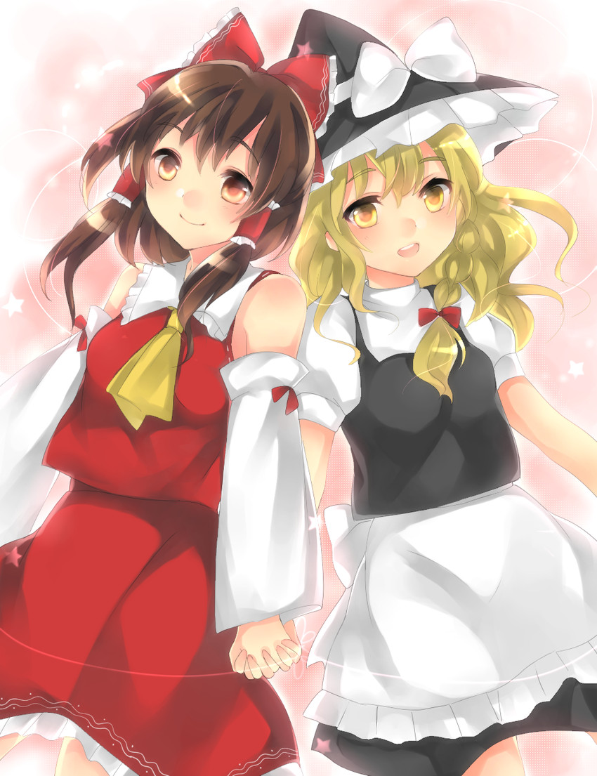 hakurei reimu and kirisame marisa (touhou) drawn by tai_zooo