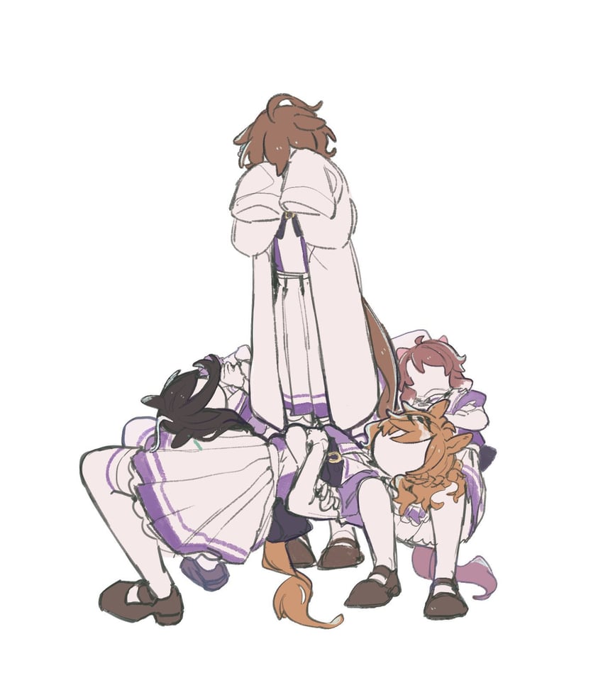 agnes tachyon, manhattan cafe, jungle pocket, and dantsu flame (umamusume) drawn by torinoooniku