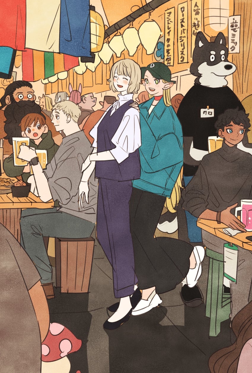 marcille donato, falin touden, laios touden, senshi, kabru, and 3 more (dungeon meshi) drawn by takeuchi_ryousuke