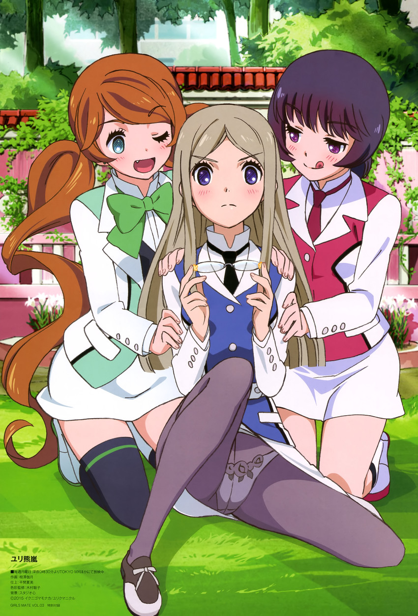 yurishiro ginko, yurigasaki lulu, and tsubaki kureha (yuri kuma arashi and 1 more) drawn by aizawa_masahiro