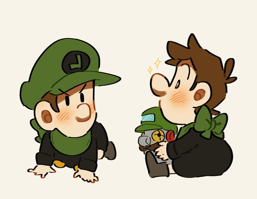 luigi, mr. l, and baby luigi (mario) drawn by mimimi_(mimimim9999)