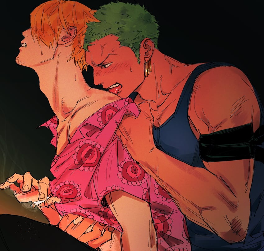 roronoa zoro and sanji (one piece) drawn by kzwtr8