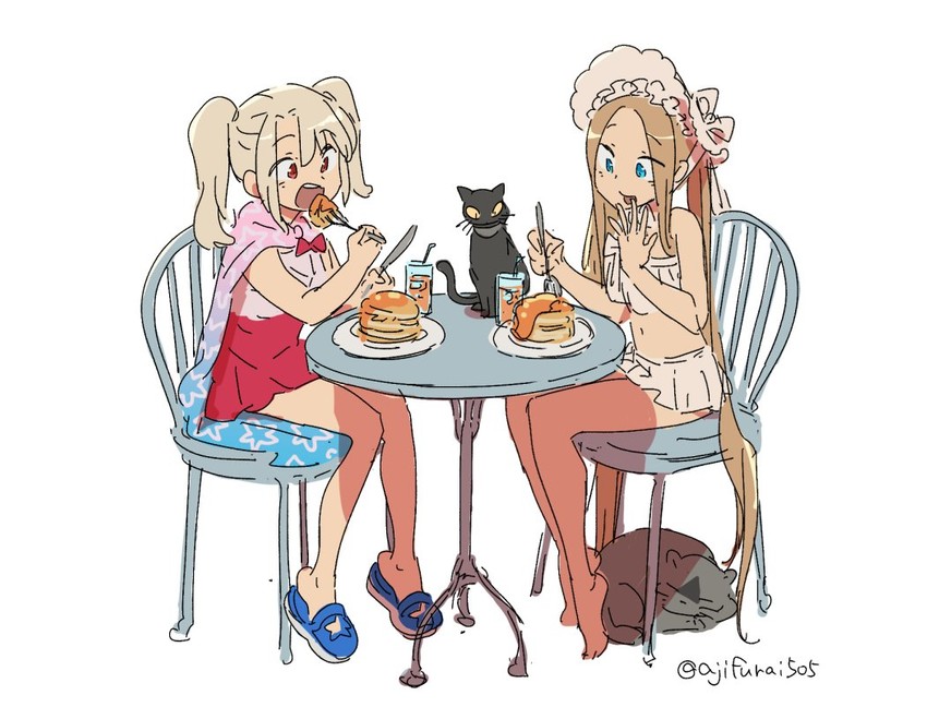 abigail williams, illyasviel von einzbern, nosh, and luthar (fate and 1 more) drawn by asaya_minoru