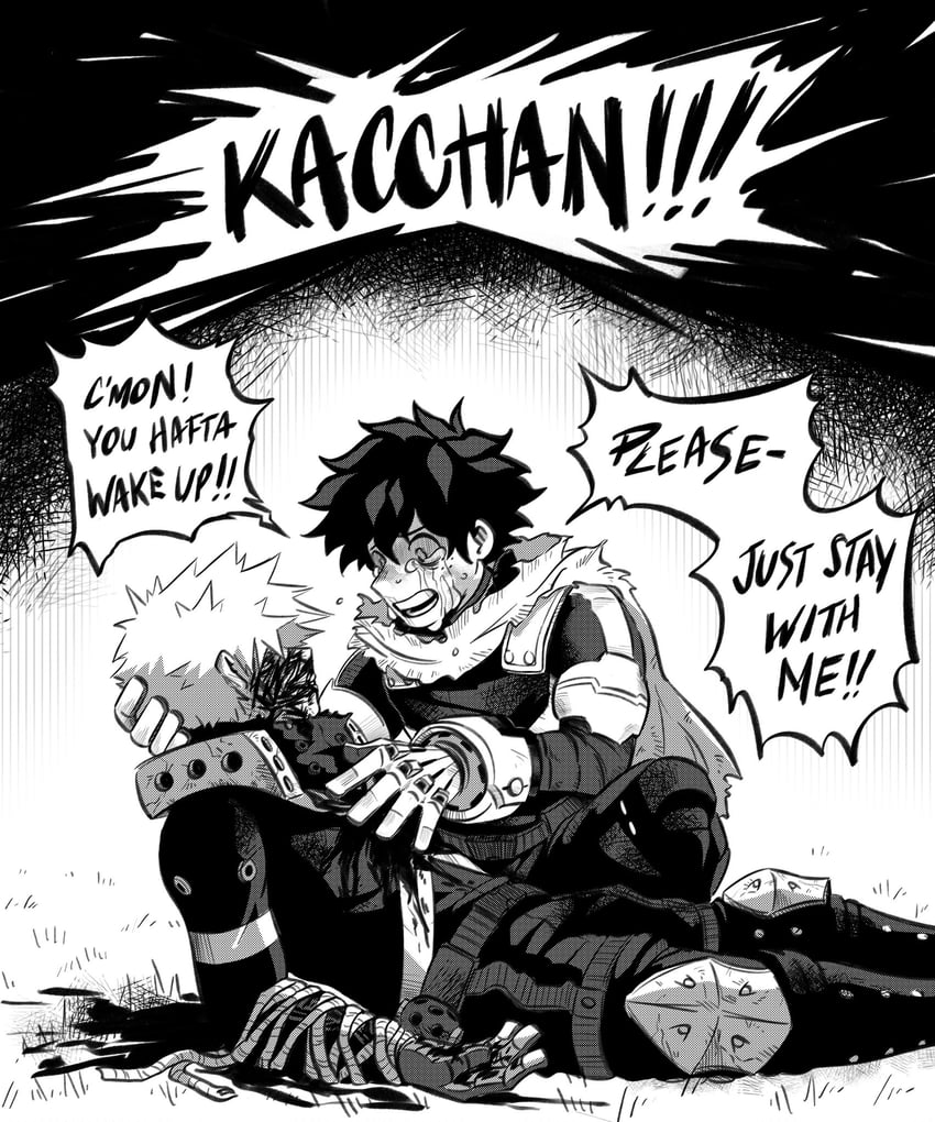 midoriya izuku and bakugou katsuki (boku no hero academia) drawn by daniartonline