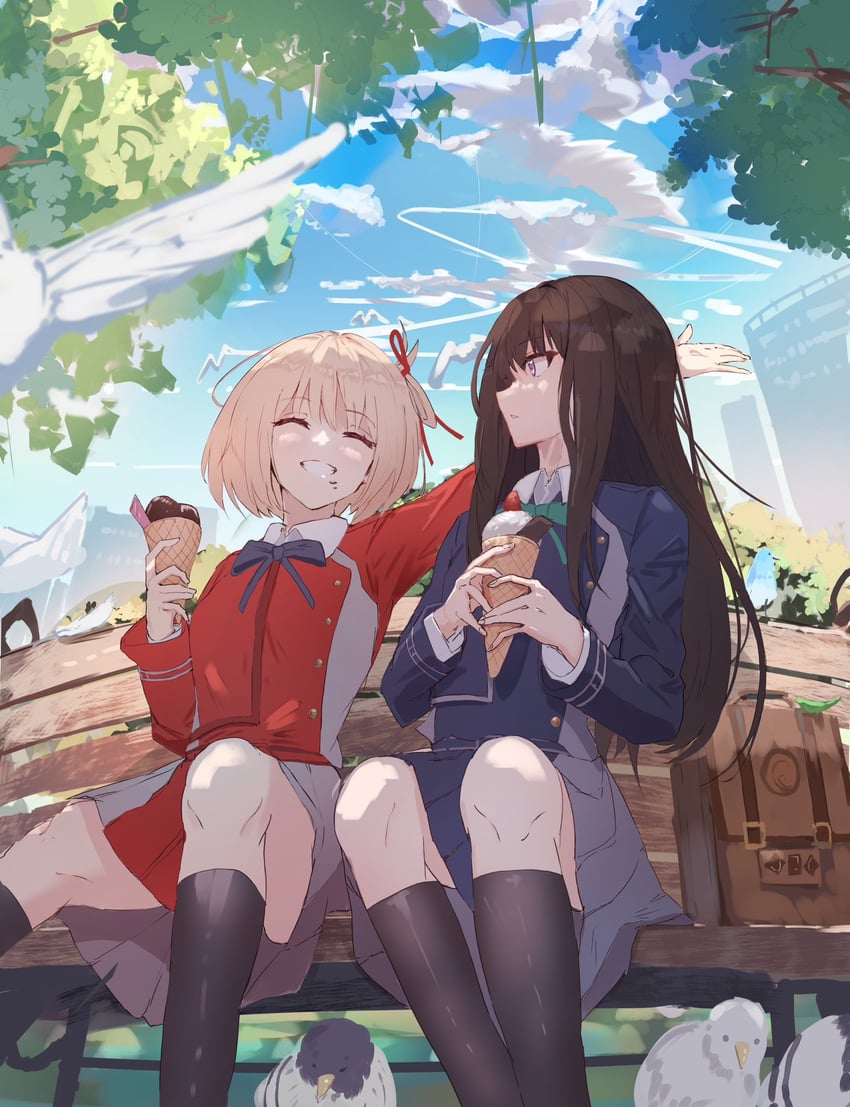 nishikigi chisato and inoue takina (lycoris recoil) drawn by hamachi_maru