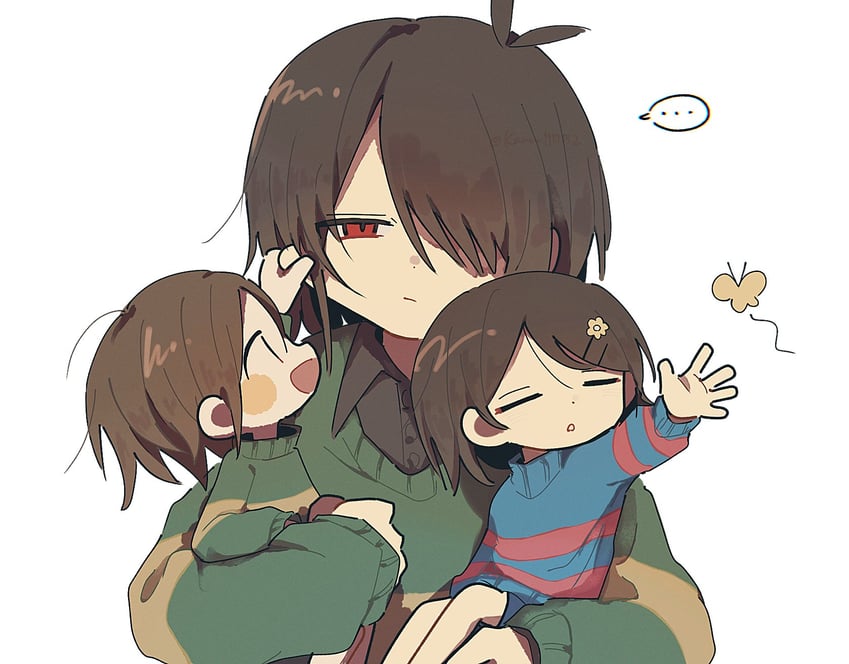 frisk, chara, and kris (undertale and 1 more) drawn by kawar1117552