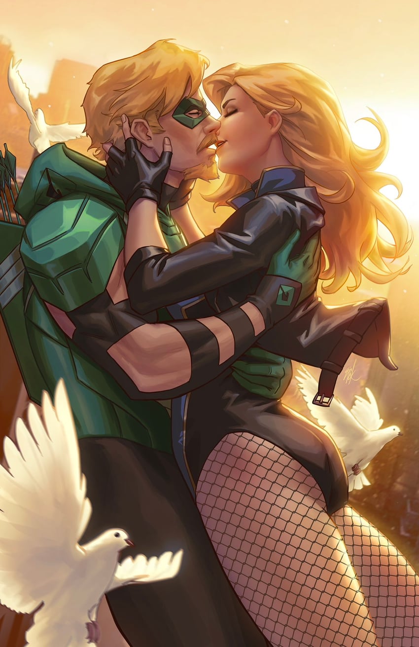 black canary, green arrow, and oliver queen (dc comics and 1 more) drawn by ejikure