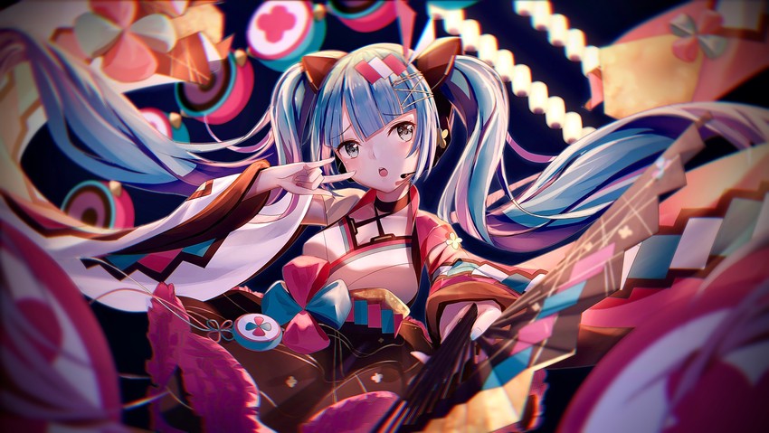 hatsune miku and magical mirai miku (vocaloid and 1 more) drawn by ichigo_mayonnaise