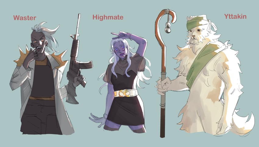 pawn, highmate, yttakin, and waster (rimworld) drawn by yingoraman