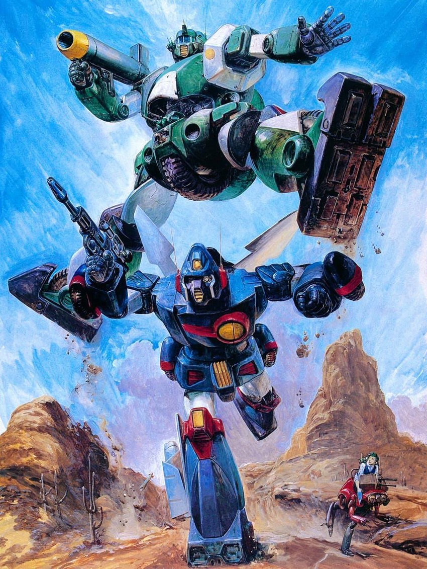 xabungle, elchi cargo, jiron amos, walker gallia, and legg type (sentou mecha xabungle) drawn by takani_yoshiyuki