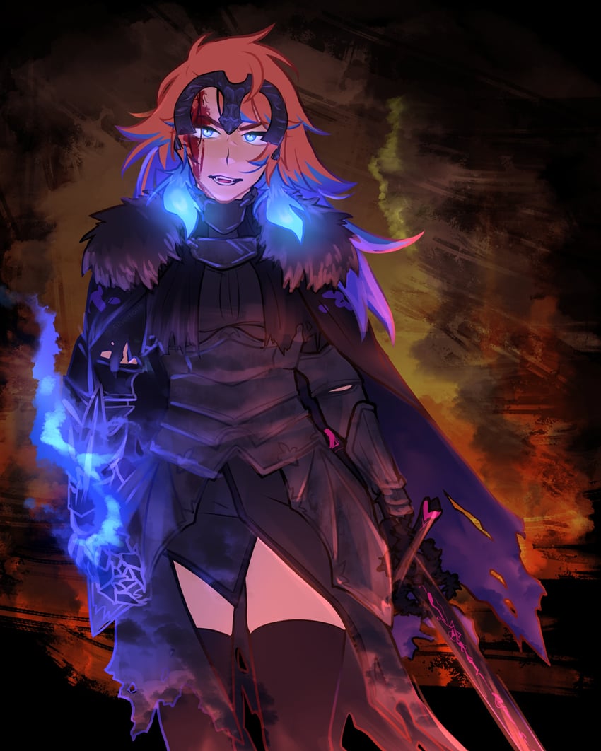 takanashi kiara and jeanne d'arc alter (fate and 3 more) drawn by rei_(_silvertone)
