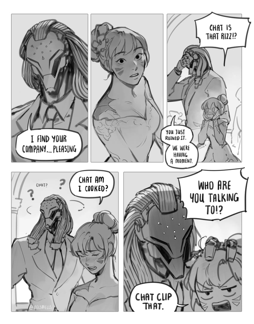 d.va and ramattra (overwatch and 1 more) drawn by velinxi