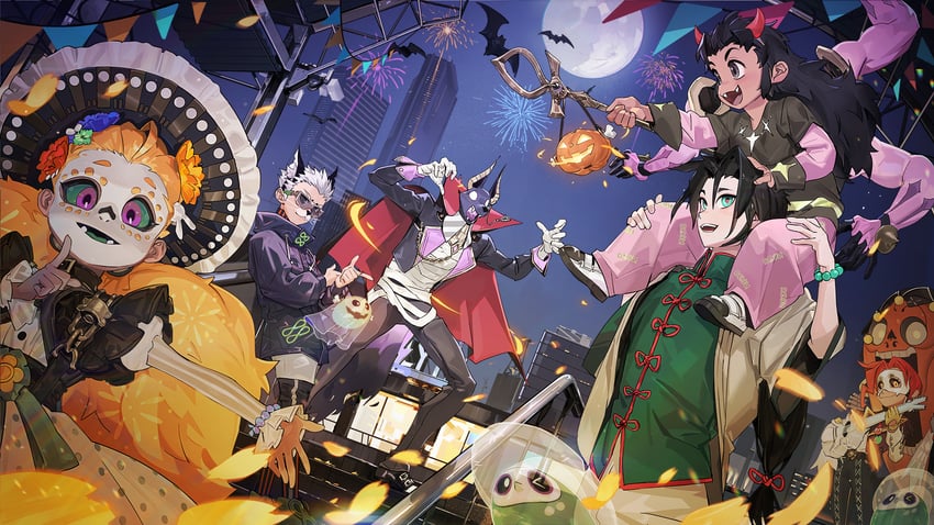 drew, li ling, feng xun, ollie, mavis, and 1 more (dislyte)